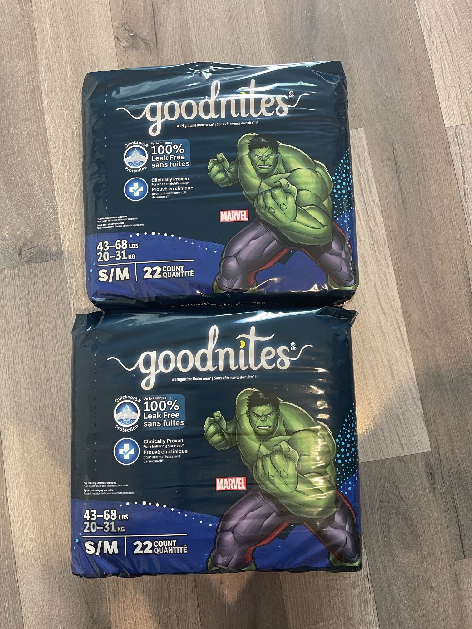 New Sealed In Packages. Nighttime Underwear Diapers. 44 Count