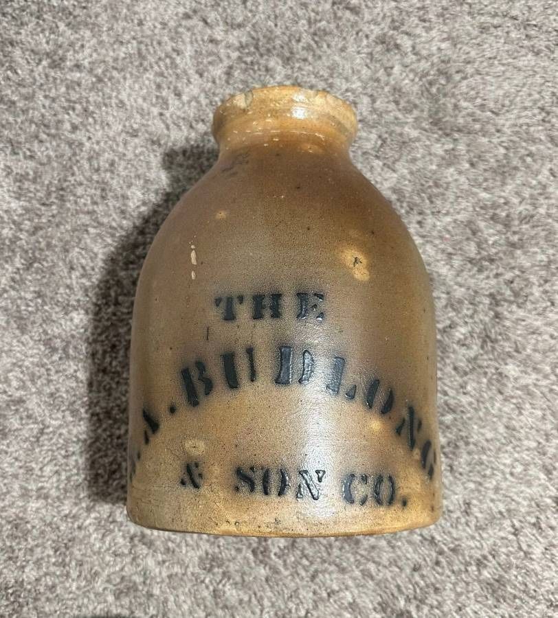Antique J A Budlong And Son Stoneware Jug Collection Decor