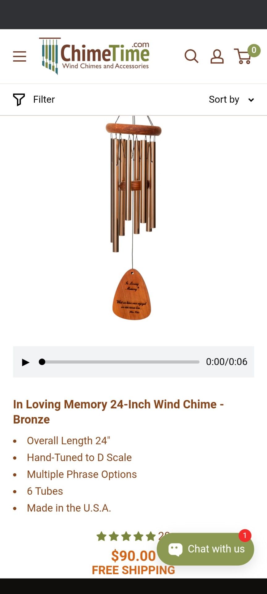 Bronz Wind chimes. $70. Obo.