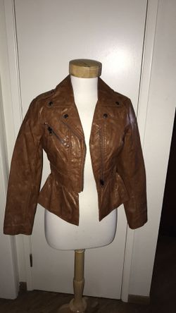 She said faux leather brown jacket XS