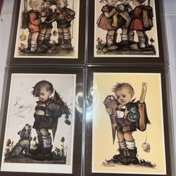 Set Of Four (4) New Hummel Wall Paintings On Wood Block