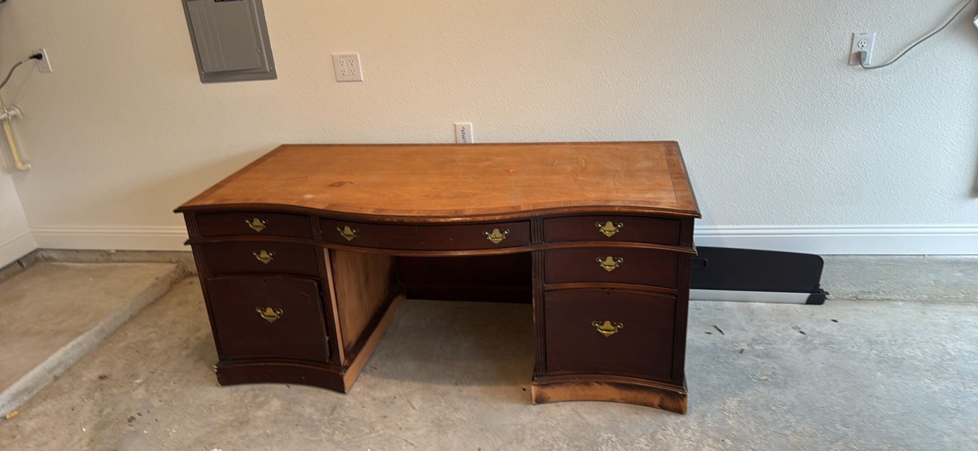 Antique Desk-/ Started To Refinish But Did Not Finish Comes With Supplies And Paint 