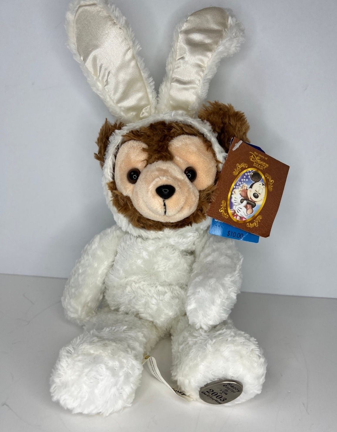 Disney White Duffy Bear Bunny Easter 2003 pre-Duffy Plush NEW OLD STOCK with TAG