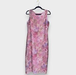 Vintage Miss Dorby Semi Sheer Lined Floral Dress 10 P Whimsigoth Romantic Pink 💕