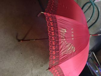Red Chinese wedding umbrella