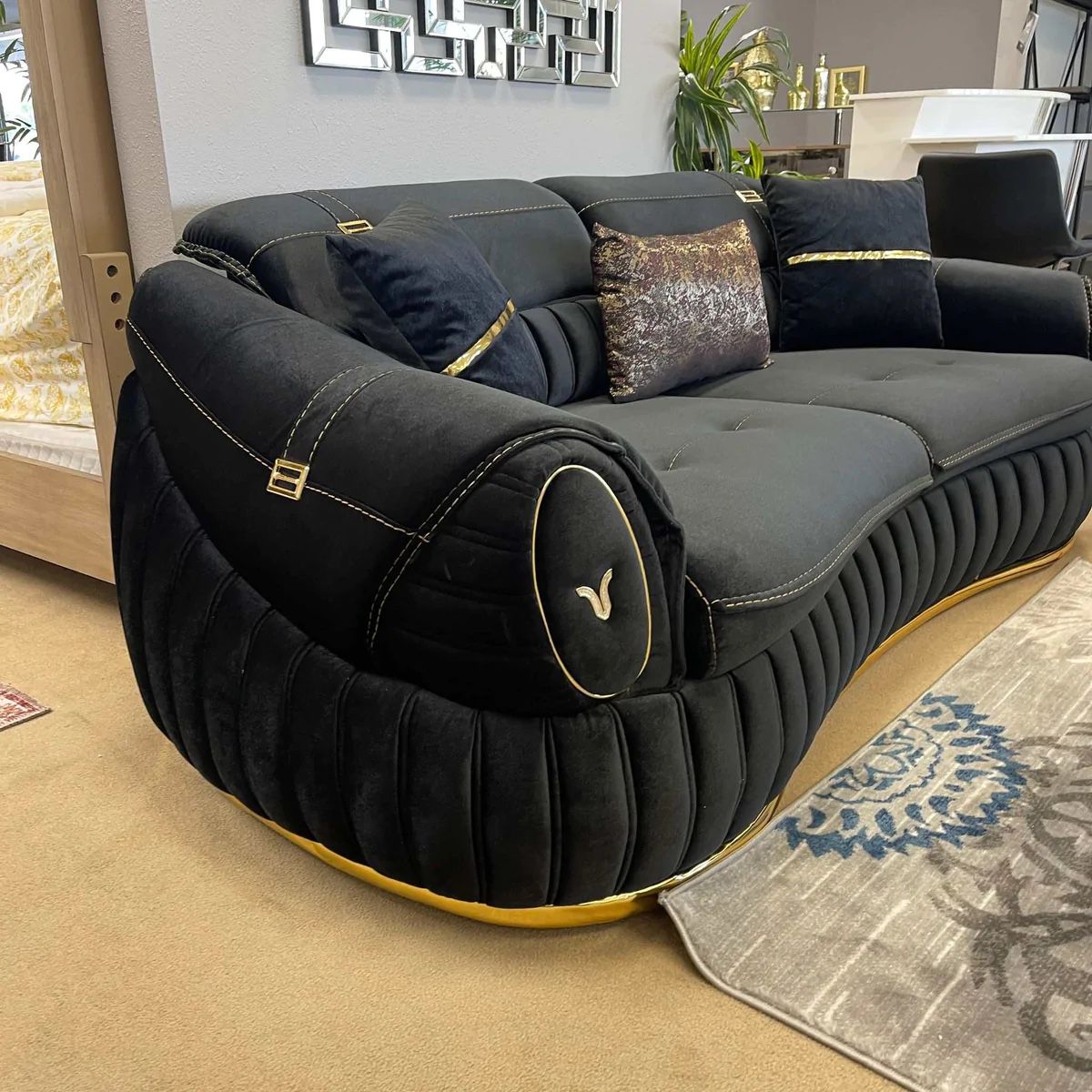 🦋Showroom,Fast Delivery, Finance,Web🦋NEW YEAR SPECIAL] Clara Black Babyface Upholstery Sofa & Loveseat / 2pc Set Comfortable Couch