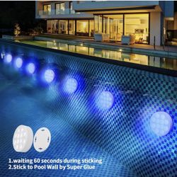 BLUEYE 4Pack Rechargeable Pool Lights,Detachable Charging,12 Big Optic Lens,Antidinic CMY Color Mixing, Remote Control,