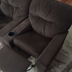 2 Brown Kids Recliner Chairs