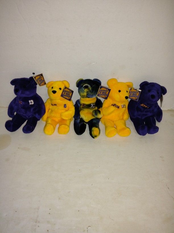 Lot Of 5 New LA Lakers Bammers Bears - Kareem, Chamberlain, West, Johnson & Bryant