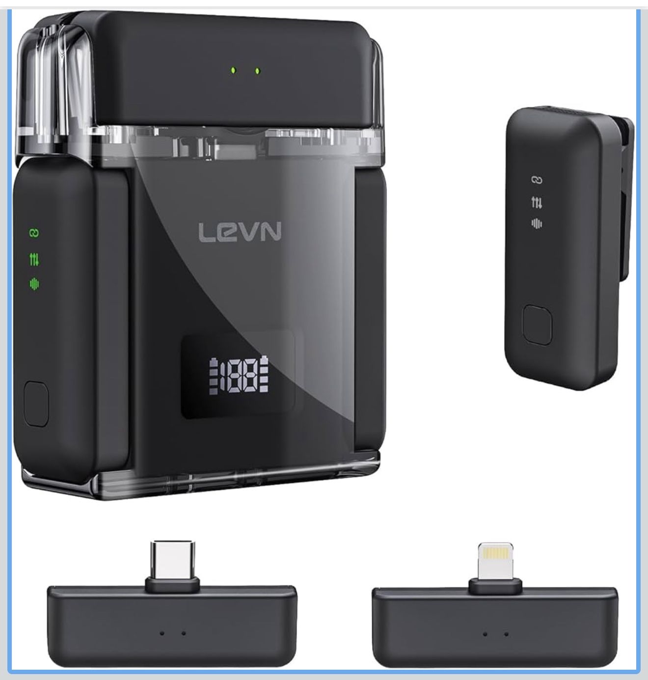 Wireless Microphone for iPhone/Android/PC, USB-C/Lightning Plug & Play, AI Noise Cancel, 328ft Range, 30H Battery Life with Charging Case, iPhone Micr