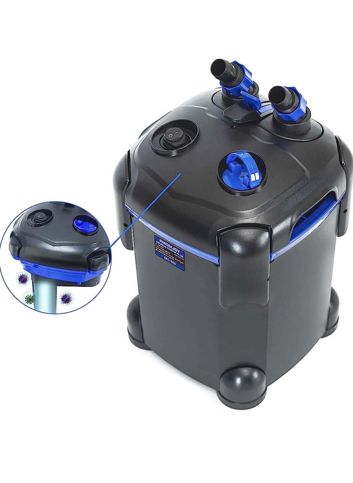 AMOSIJOY 172GPH Canister Filter for Large Fish Tanks and Aquariums for