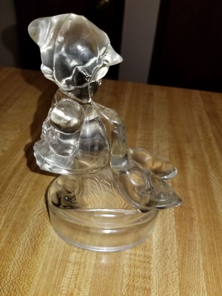 Vintage Glass Goose Girl Hummel L E Smith Candy Decanter Bookend