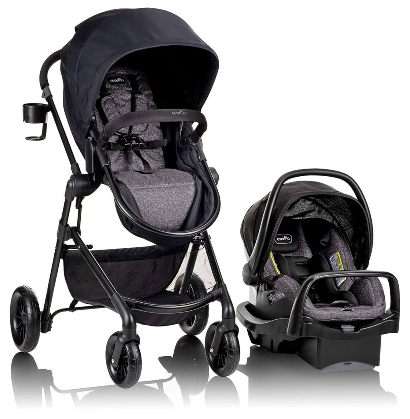 Evenflo Pivot Modular Travel System with LiteMax Infant Car Seat with Anti-Rebound Bar (Casual Gray)