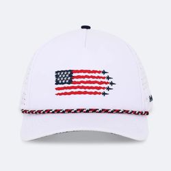 Bridieboss USA Flag Rope Golf Hat | Snapback Adjustable | White | One Size