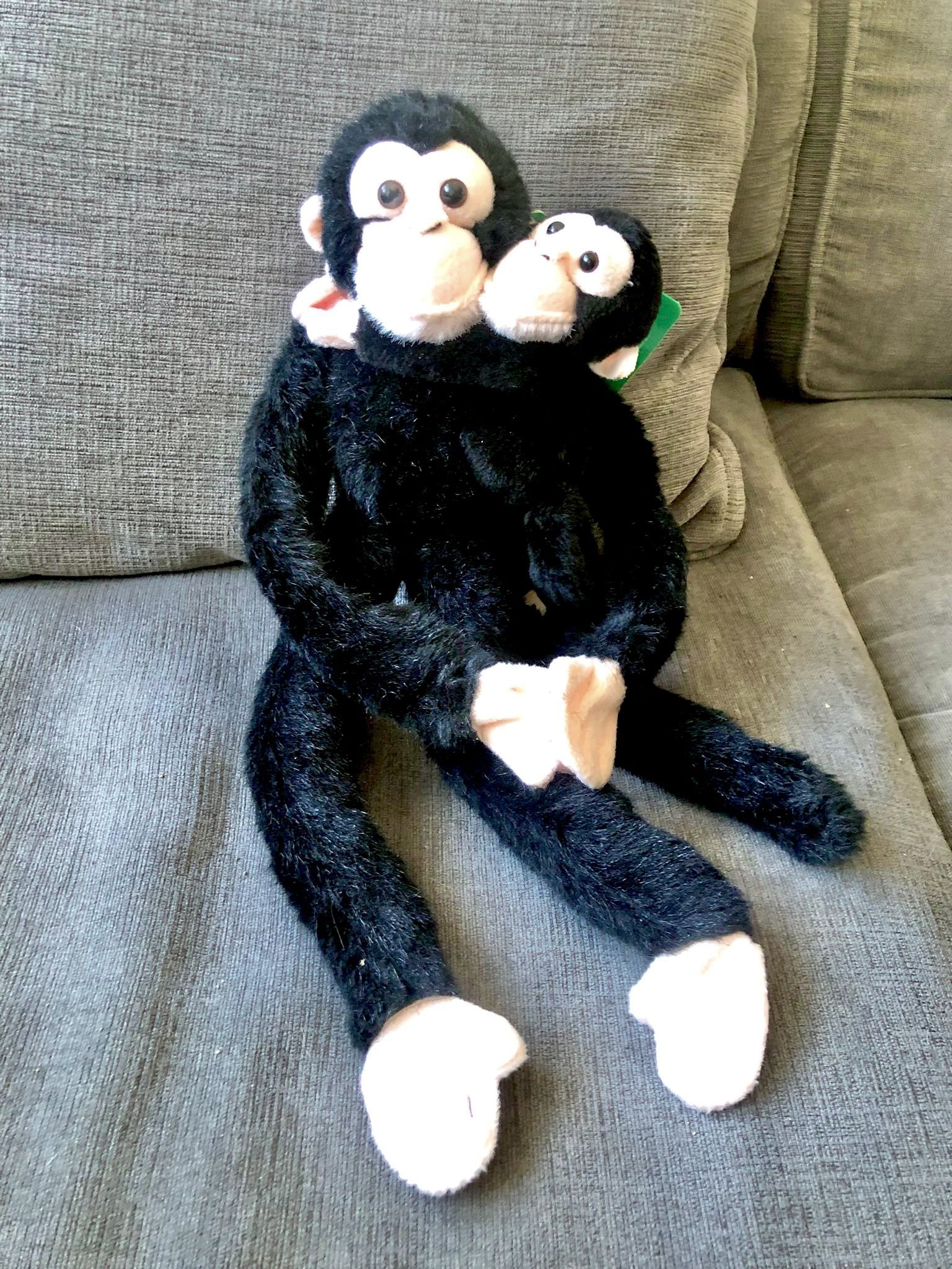 FIESTA CHIMP CHIMPANZEE MOM & BABY BLACK MONKEY STUFFED ANIMAL PLUSH Hang TAG