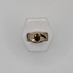 10kt Yellow Gold, Ruby, & Diamond Ring