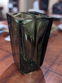 Heavy Glass Emerald Vase 