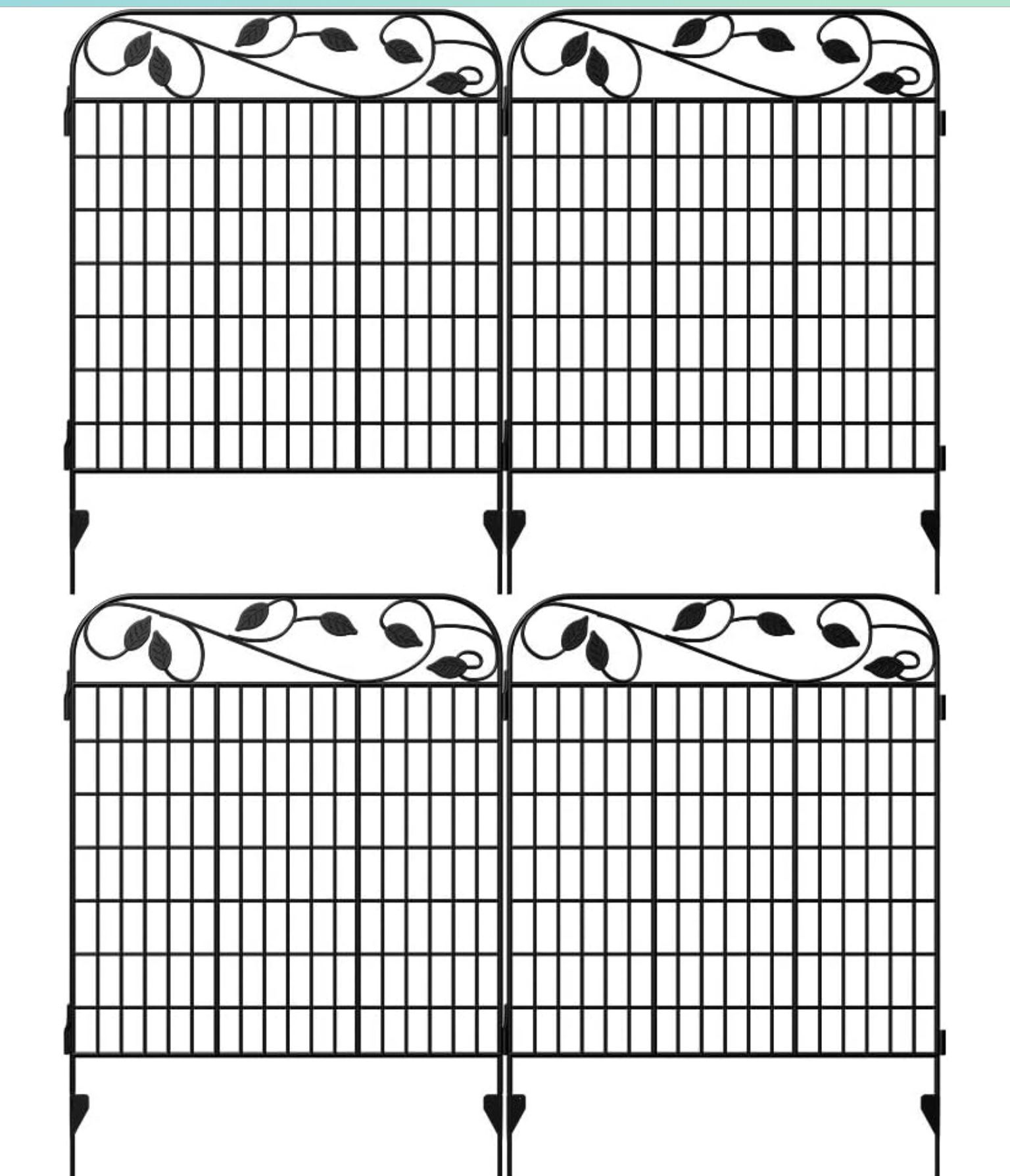 AMAGABELI GARDEN & HOME 4 Pack  Decorative Garden Fence Panels Border,Dog Fence for The Yard Outdoor Rustproof Animal Barrier Dog