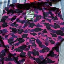 BAPE Color Camo Shark Full Zip Hoodie 'Purple' Size L
