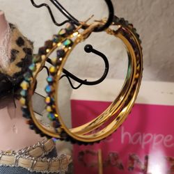 Bohemian Gold Metallic iridescent Hoops 