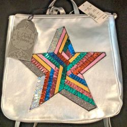 NWT T-shirt & Jeans Silver Stylish Mini Back Pack Purse Decorative Colorful Star