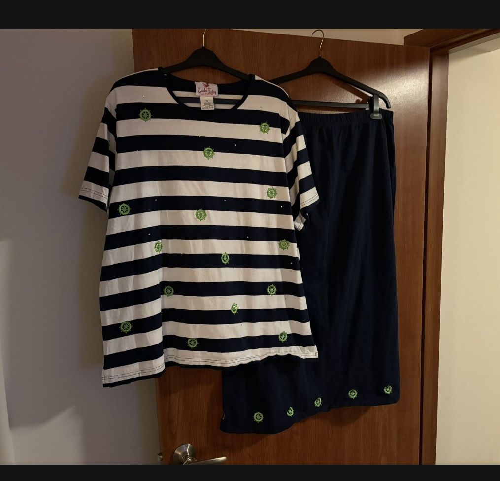 Vintage Quacker Factory 2 Piece Set ( Tunic T-shirt & Maxi Skirt) 3XL