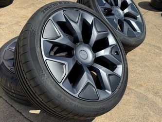 FREE DELIVERY 4 NEW OEM Tesla Model X 22” Machina Wheels WITH CAPS Rims Continental Tires 100%