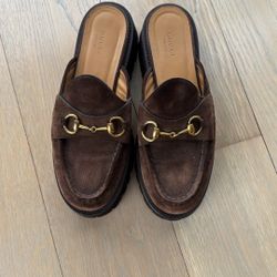 Gucci brown suede lug soul slides