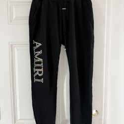 AMIRI Baumwolle Sweatpants Jogger Hose mit Leopard Logo Stickerei Schwarz Small