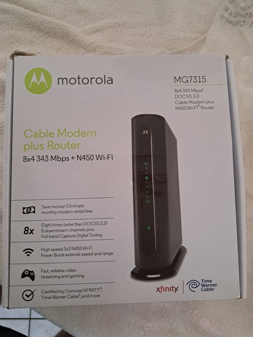 Motorola cable modem and router