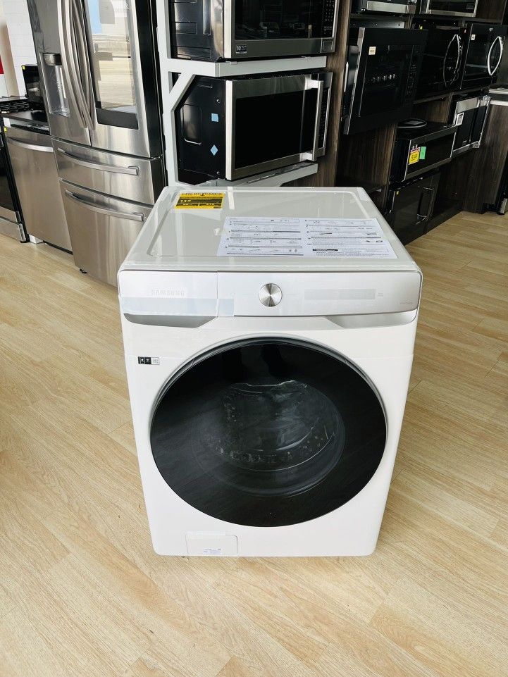 Samsung - 5.0 Cu. Ft. High Efficiency Stackable Smart Front Load Washer Steam and CleanGuard - Ivory Model:WF50AAE L6YOO