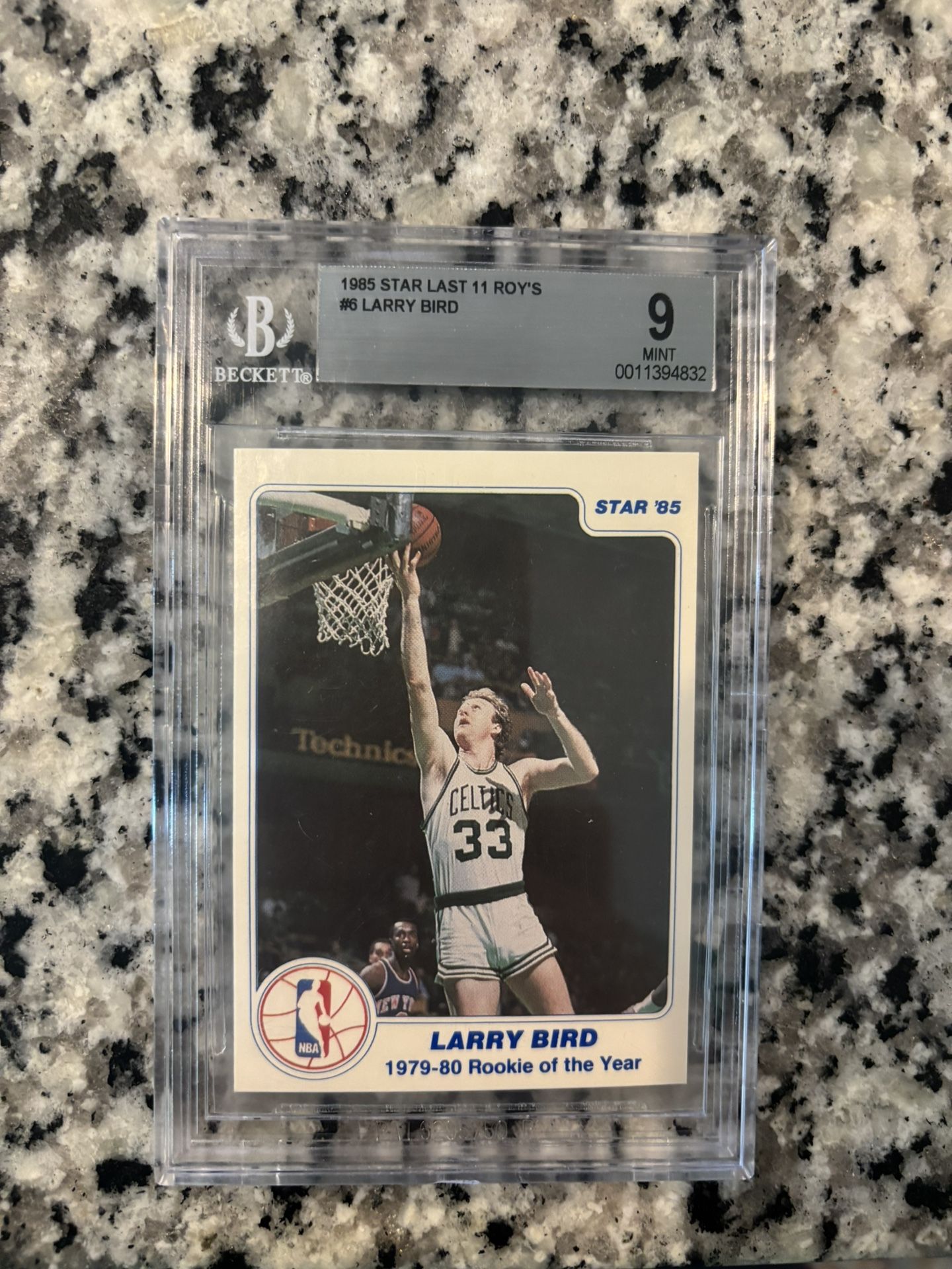 Larry Bird 1985 Star Company Card Graded 9