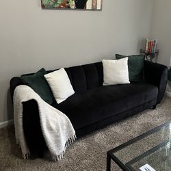 Christopher Knight: 3 Seater Black Sofa 