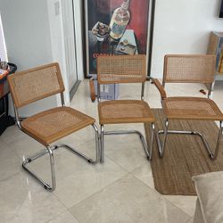 Set Of 3 Cesca Cane Chairs 