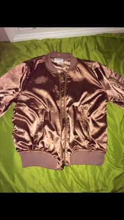 Rose gold bomber jacket
