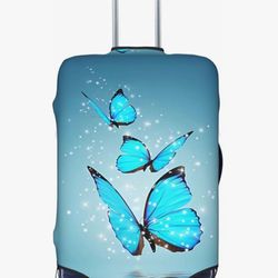 Blue butterfly suitcase cover