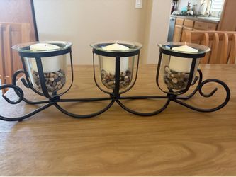 Black Iron Wavy Heavy Candleholder Centerpiece Decor