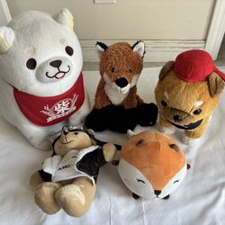 Japanese Plush Dog, Fox, China Airlines Teddy Bear Lot