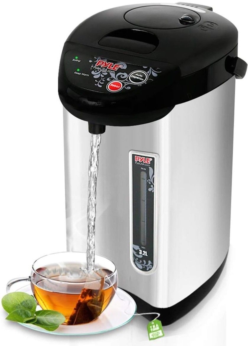 NutriChef Hot Water Urn Pot - Insulated Stainless Steel, Manual & Auto Dispense, Safety Lock Shutoff 3.38 QT /3.2L - Auto Shut Off