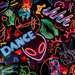 50pc Neon Vinyl Stickers
