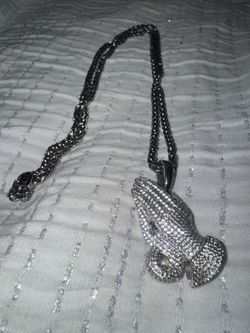 24” 4mm Palm Chain + Iced Praying Hands Pendant - $145 FIRM