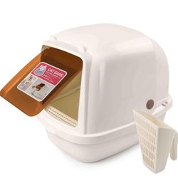 Cat Litter Boxes Cat Litter Cat Ears Fully Enclosed Cat Toilet Litter Box Flip Cat Litter Box Fully Enclosed Deodorant ABS Cat Toilet Cat for Cats (Co