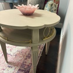 Wood Side table with brass accessories