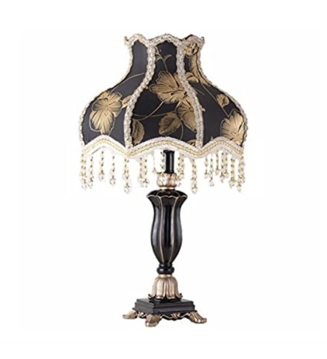 TIYETA European Style Table Lamps Handmade Fabric Lampshade Victorian 22 Inch