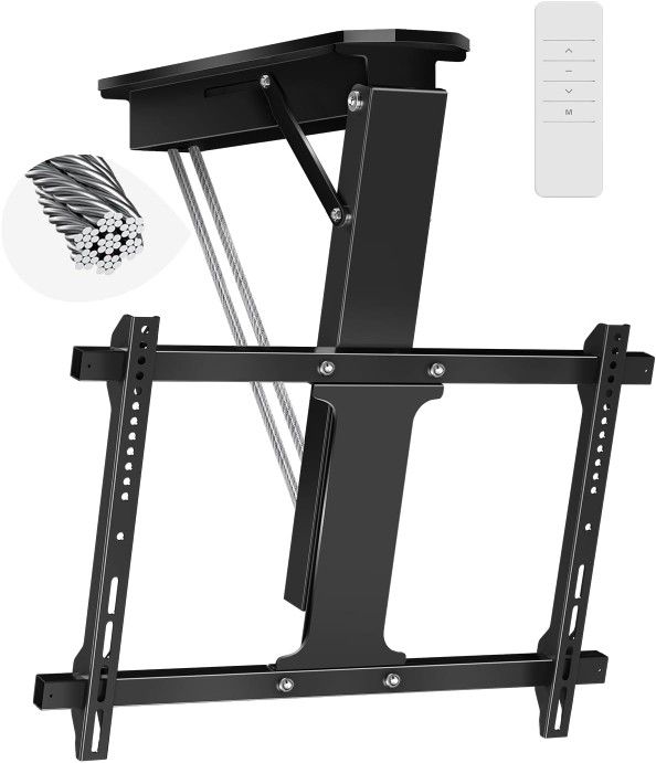 Electric Ceiling TV Mount Flip Down with Remote, Motorized Flip Down Adjustable VESA Mount for 32 to 70 Inch Flat and Curved TVs, Roof TV Mount for Ou