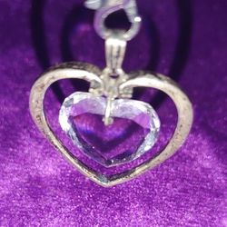 Crystal Heart Charm in Silver