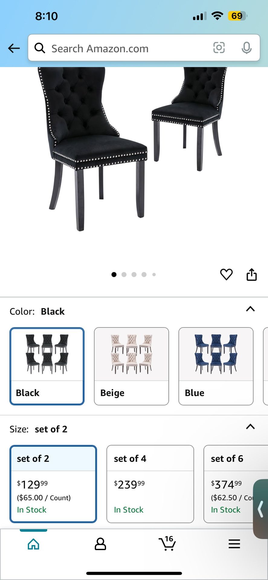 2 Piece Set Velvet Upholstered Dining Chairs, Wingback Side Chairs.