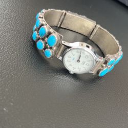 Zooni Sterling Silver Turquoise Watch