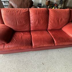 Italian Red Leather Sofa And Loveless 