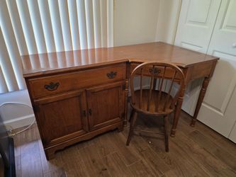 Solid Maple Desk & Credenza Cabinet